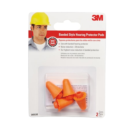 3M Tekk Protection 3M 28 dB Polyurethane Foam Band Earplugs Orange 2 pair 90538-2-10DC
